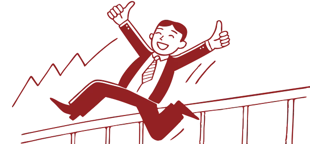 Businessman jumping with joy