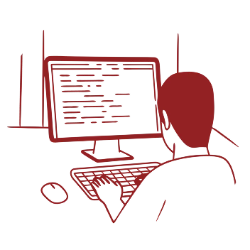 Programmer working in front of a monitor