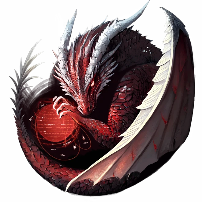 Cybernetic Dragon holding a sphere