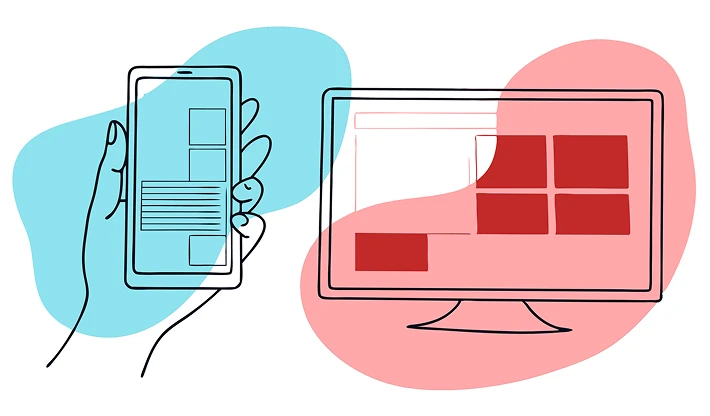 Drawing of a phone and a monitor